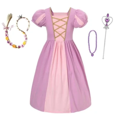 Abbildung von Lito Angels Prinzessin Rapunzel Kleid Kostüm Verkleidung Outfit mit Zubehör für Kinder Mädchen Größe 4 5 Jahre 110 (Tag Nummer 110)