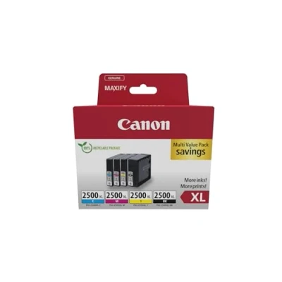 Abbildung von Canon PGI 2500 XL C M Y BK Vorteilspack 4 Tintenpatronen größere Reichweite (Schwarz XL, Cyan Magenta Gelb XL) Original [Umweltfreundliche Recycle Kartonverpackung 2024]