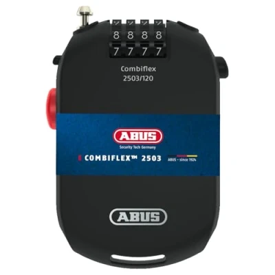 Abbildung von ABUS Spezialschloss Combiflex 2503/120 Geeignet als Gepäcksicherung, Skischloss, Helmsicherung 120 cm Stahlkabel mit Zahlencode Schwarz