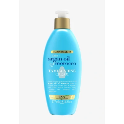 Abbildung von OGX Argan Oil of Morroco Tame &amp; Shine Cream (177 ml), pflegende Feuchtigkeitscreme für die Haare, Haarpflege Creme mit besonders reichhaltigem Arganöl Seidenproteinen