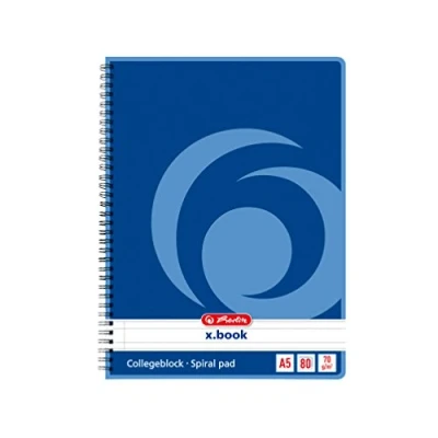 Abbildung von Herlitz 297515 Notizblock mit Seitenspirale, 70 g/qm, A5, liniert, 80 Blatt 4er Packung