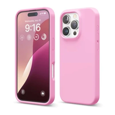 Abbildung von elago Premium Liquid Silikon Hülle Kompatibel mit iPhone 16 Pro Hülle, Ganzkörper Handyhülle, Stoßfest, Schlanke Kratzfester weicher Mikrofaser Innenfutter, 6.3 Zoll (Heiße Rosa)