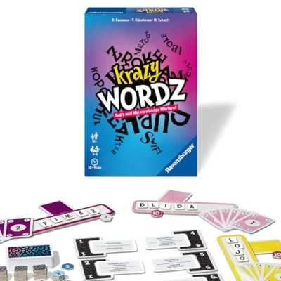 Abbildung von Ravensburger 26837 Krazy Wordz Gesellschaftsspiel für die ganze Familie, Spiel Erwachsene und Kinder ab 10 Jahren, Partyspiel 3 8 Spieler mit 240 Spielkarten
