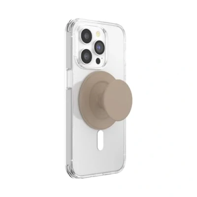 Abbildung von PopSockets runder Telefongriff kompatibel mit MagSafe, Adapterring im Lieferumfang enthalten, Telefonhalter, kabelloses Laden kompatibel, Süßer PopSocket Soft Touch Latte