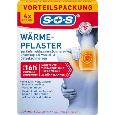 Abbildung von SOS Wärme Pflaster (4 Stk.) bei Muskel &amp; Gelenkschmerzen Wärmepflaster für Rücken, Nacken Schultern lösen Verspannungen mit 8h Tiefenwärme
