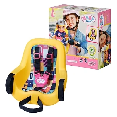 Abbildung von BABY born Zapf Creation 830048 Fahrradsitz gelber Puppensitz für das Kinderfahrrad inkl. Gurtsystem und Klettriemen zum einfachen Befestigen an vielen Lenkern des Kinderrads, S