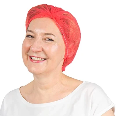 Abbildung von ARNOMED Haarnetz, OP Haube aus Einwegstoff Rot, Einweg Haarnetze 100 Stk für die Küche oder Zahnarzt, Hygienezubehör Medizin, Kopfhauben 52cm, Haarnetz Männer/Frauen, Hair Cover