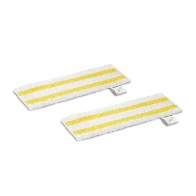 Abbildung von Kärcher Universal Bodentuchset EasyFix, 2 saugstarke Bodentücher aus hochwertiger Feinstfaser, einfaches Fixieren Dank Klettsystem. Original Zubehör für die Bodendüse EasyFix Dampfreiniger