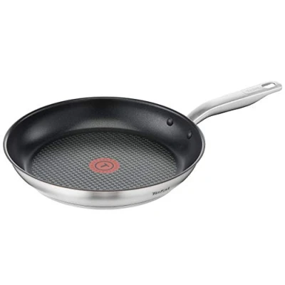 Abbildung von Tefal Virtuoso Bratpfanne E49106 28 cm beschichtet 10 Jahre Garantie hochwertiger Premium Edelstahl Antihaft Titanbeschichtung Temperaturanzeiger Thermo Signal induktionsgeeignet Braten