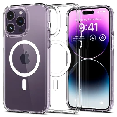 Abbildung von Spigen Ultra Hybrid MagFit Hülle für iPhone 14 Pro Max [Anti Yellowing] MagSafe Magnetisch Case Handyhülle Weiß