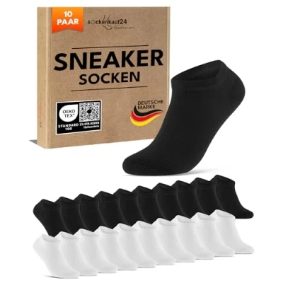 Abbildung von 10 Paar Sneaker Socken Herren Damen Baumwolle Komfortbund ohne Naht 70102T WP (Schwarz Weiß 47 50)