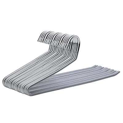 Abbildung von SONGMICS 20 Stück Hosenbügel aus Metall, Kleiderbügel mit offenem Ende und rutschfester Beschichtung, platzsparend, 38 cm breit, Grau CRI04G