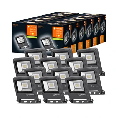 Abbildung von Ledvance LED Fluter, Leuchte für Außenanwendungen mit 10 Watt, Dunkelgraues Aluminium Gehäuse, Warmweiß, 125,0 mm x 101,0 29,0 mm, ENDURA FLOOD, 12er Pack, Multipack