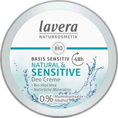 Abbildung von lavera Deo Creme basis sensitiv NATURAL &amp; SENSITIVE mit Bio Aloe Vera natürlichen Mineralien 48 Stunden zuverlässiger Schutz Naturkosmetik vegan (1 x 50 ml)