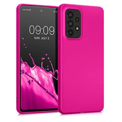 Abbildung von kwmobile Case kompatibel mit Samsung Galaxy A53 5G Hülle Schutzhülle aus Silikon metallisch schimmernd Handyhülle Metallic Pink