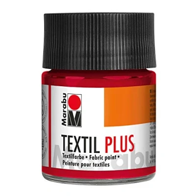 Abbildung von Marabu 17150005032 Textil Plus karminrot 50 ml, volldeckende Stoffmalfarbe für dunkle Stoffe, geeignet Stoffmalerei und Stoffdruck, nach Fixierung waschbeständig bis 40 C