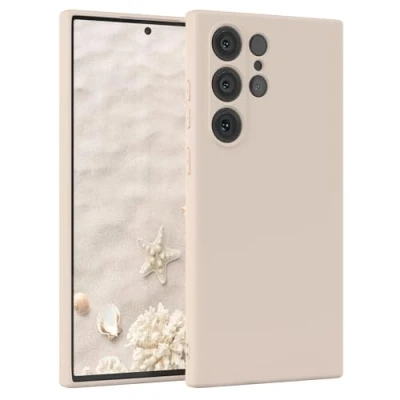 Abbildung von EAZY Case Silikonhülle für Samsung Galaxy S23 Ultra Hülle Silikon Beige weich stoßfeste Handyhülle Schutzhülle mit Kameraschutz Dünn Premium Schutz Cover TPU Phone Bumper Taupe
