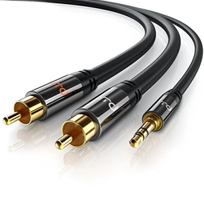 Abbildung von CSL Cinch auf Klinke Kabel 1,5m 3,5mm Klinken Stecker zu 2x RCA Y Adapterkabel Klinkenkabel doppelte Schirmung HiFi Audio für Smartphone Stereoanlage Verstärker uvm