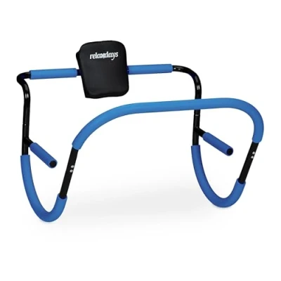Abbildung von Relaxdays Bauchtrainer, Bauchmuskeltrainer, HxBxT: 68,5x69x65 cm, effektives Training zuhause, für Sit ups, blau/schwarz