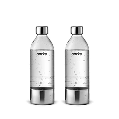 Abbildung von aarke 2er Pack PET Flaschen für Wassersprudler Carbonator 3, BPA frei mit Details in Edelstahl, 800ml, AASPB1 STEEL