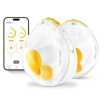 Abbildung von Medela Magic InBra Tragbare Doppel Milchpumpe mit FluidFeel Technologie, App Konnektivität, Sensorsteuerung Ultraleicht (200g) und leise In Krankenhaus Qualität