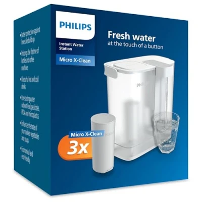 Abbildung von Philips Water Instant Filter + 3 Ersatz Filterpatronen, l Fassungsvermögen, 1 l/min schneller Durchfluss, wiederaufladbar über USB C