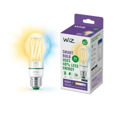 Abbildung von WiZ ultra effiziente smarte LED Lampe, E27, Energieeffizienzklasse A, energiesparend, Automatisierung und Steuerung per App/Stimme über WLAN