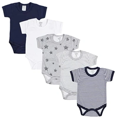 Abbildung von TupTam Jungen Baby Body Kurzarm in Unifarben 5er Pack, Farbe: Farbenmix 3, Größe: 98