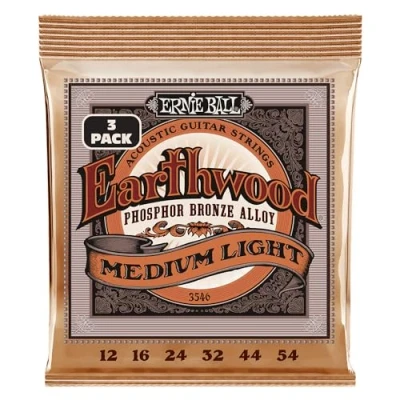 Abbildung von Ernie Ball Earthwood Medium Light Phosphor Bronze Westerngitarre Saiten 3 Pack 12 54 Gauge