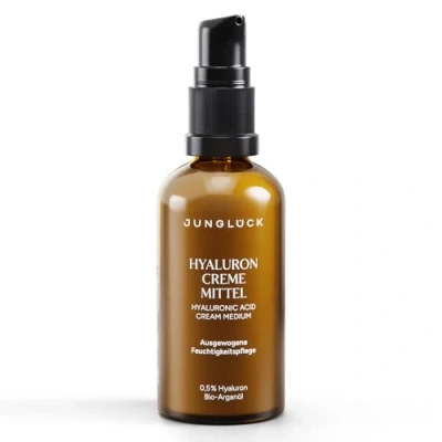 Abbildung von JUNGLÜCK Hyaluron Creme Mittel Vegan Tages &amp; Nachtcreme mit Hyaluronsäure, BIO Aloe Vera und Arganöl Ausgewogen pflegend für intensive Feuchtigkeit Feuchtigkeitscreme Gesicht