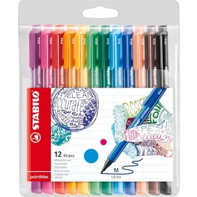 Abbildung von Filzschreiber STABILO pointMax 12er Pack mit 12 verschiedenen Farben