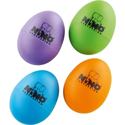 Abbildung von Nino Percussion Egg Shaker Assortment 4 Rasseleier für Kinder ab 3 Jahren Musikinstrument Geschenkidee Kunststoff, Mehrfarbig (NINOSET540 2)