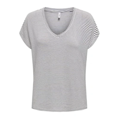 Abbildung von ONLY Onltine V NECK Tshirt print, Damen, Größe: Medium, Cloud dancer/skipper blue