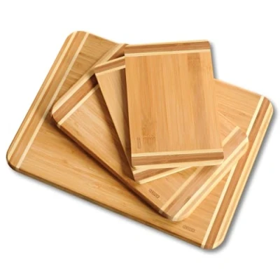 Abbildung von KESPER Schneidebretter 4er Set, Material: Bambus, Maße: B: 38 x H: 28,5 T: 1,6 cm, Farbe: Braun 58129