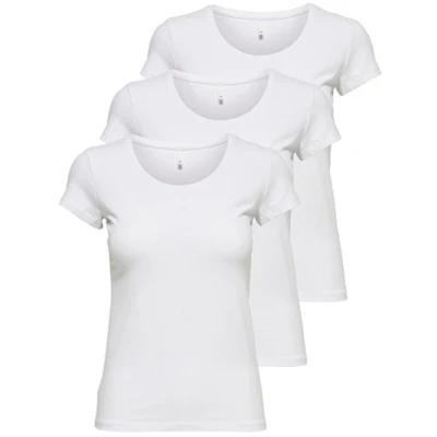 Abbildung von ONLY 3er Pack Damen T Shirt schwarz oder weiß Kurzarm lang Basic Sommer Shirts XS S M L XL 15209153