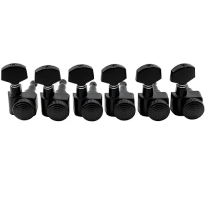 Abbildung von Musiclily Pro 6 in line 2 pin Vollmetall Guitar Locking Tuners Mechaniken Machine Heads Tuning Pegs Set für Fender Strat Tele E Gitarre, Schwarz