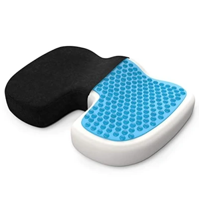 Abbildung von bonmedico Sitzkissen orthopädisch Memory Foam Gel Steißbeinkissen Ergonomisches für Auto &amp; Bürostuhl, Rollstuhlkissen Wellness Weihnachtsgeschenke Schwarz Velours (Groß)