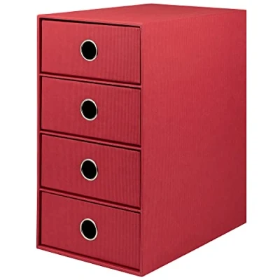 Abbildung von Rössler Papier 1524452364 S.O.H.O. 4er Schubladenbox für DIN A5, mit Griffloch, Rot, 250 x 175 320 mm, 1 Stück