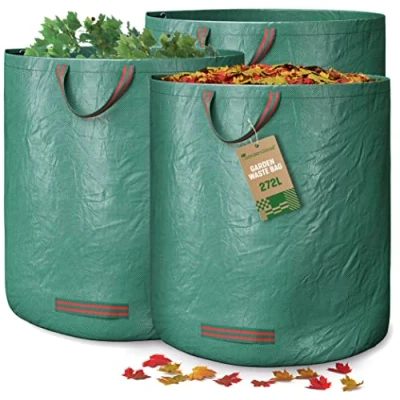 Abbildung von GardenGloss 3x Gartenabfallsack mit Griffen 272L Gartensack Laubsack UV Stabil und Wasserabweisend Wiederverwendbare Stabile Gartensäcke