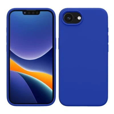 Abbildung von kwmobile Hülle kompatibel mit Apple iPhone 16e Silikon Handy Case Handyhülle weiche Oberfläche kabelloses Laden Baltik Blau