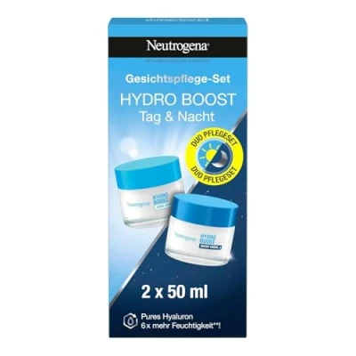 Abbildung von Neutrogena Hydro Boost Skincare Set mit Aqua Creme &amp; Nachtcreme (je 50 ml), parfümfreie Gesichtspflege für trockene Haut, purer Hyaluronsäure intensive Feuchtigkeit