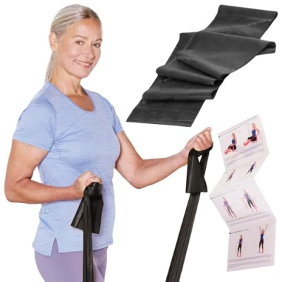 Abbildung von TheraBand Original Fitnessband 2,5m Resistance Band für Ganzkörpertraining, Kraft &amp; Flexibilität Ideal Physiotherapie, Fitness Sport Schwarz