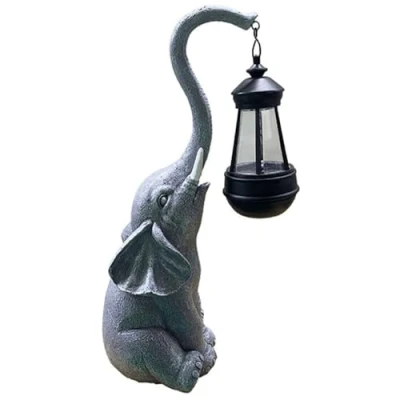 Abbildung von Elefant LED Solarlaterne warmweiß inkl. Akku Gartenlampe Solarlampe Laterne Solar Lampe Grau