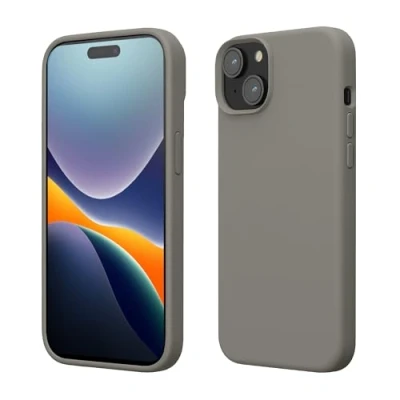 Abbildung von kwmobile Handyhülle für iPhone 15 Hülle, Case Hülle Silikon kabelloses Laden Stone Dust