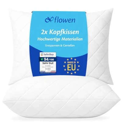 Abbildung von Kissen für Bett 40x80 cm Kopfkissen 2er Set Innenkissen Hypoallergene Anti Milben Weiche Kissenfüllung mit Weicher Gesteppter Kopfkissenbezug Abnehmbarem und Waschbaren Schlafkissen Haus/Hotel
