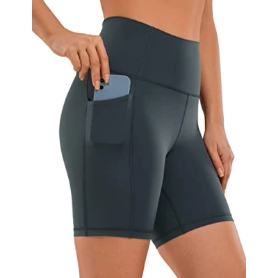 Abbildung von CRZ Yoga Naked Feeling Damen Kurze Leggings High Waist Radlerhose Fitness Sporthose mit Taschen 15cm Melanit 38