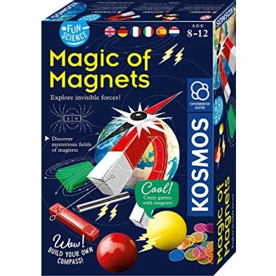Abbildung von Kosmos 616595 Fun Science Magie der Magnete mehrsprachige Version (DE, EN, FR, IT, ES, NL) Erforsche unsichtbare Kräfte und baue dir einen Kompass, Experimentierset für Kinder