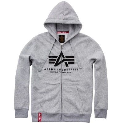Abbildung von Alpha Industries Basic ZIP Hoody Sweatjacke, Größe: Small, Greyheather