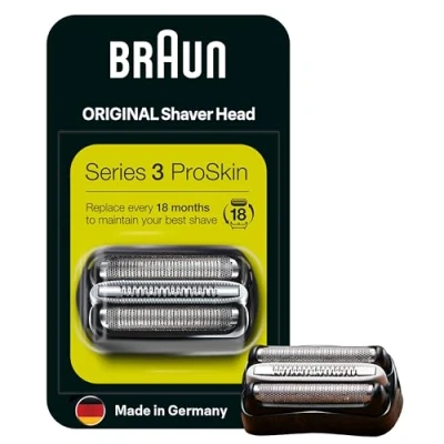 Abbildung von Braun Series 3 Elektrorasierer Scherkopf, ORIGINAL Ersatzscherteil vom Hersteller passend für Herren Rasierer ProSkin, 32B, schwarz, 1er Pack