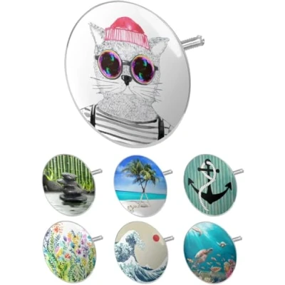 Abbildung von arteneur® Badewannenstöpsel Universal mit Motiv Hipster Katze aus Berlin Dreifach Dichtung Verstellbar Rostfrei Extra Schwer für stabilen Halt Stöpsel Badewanne Zubehör